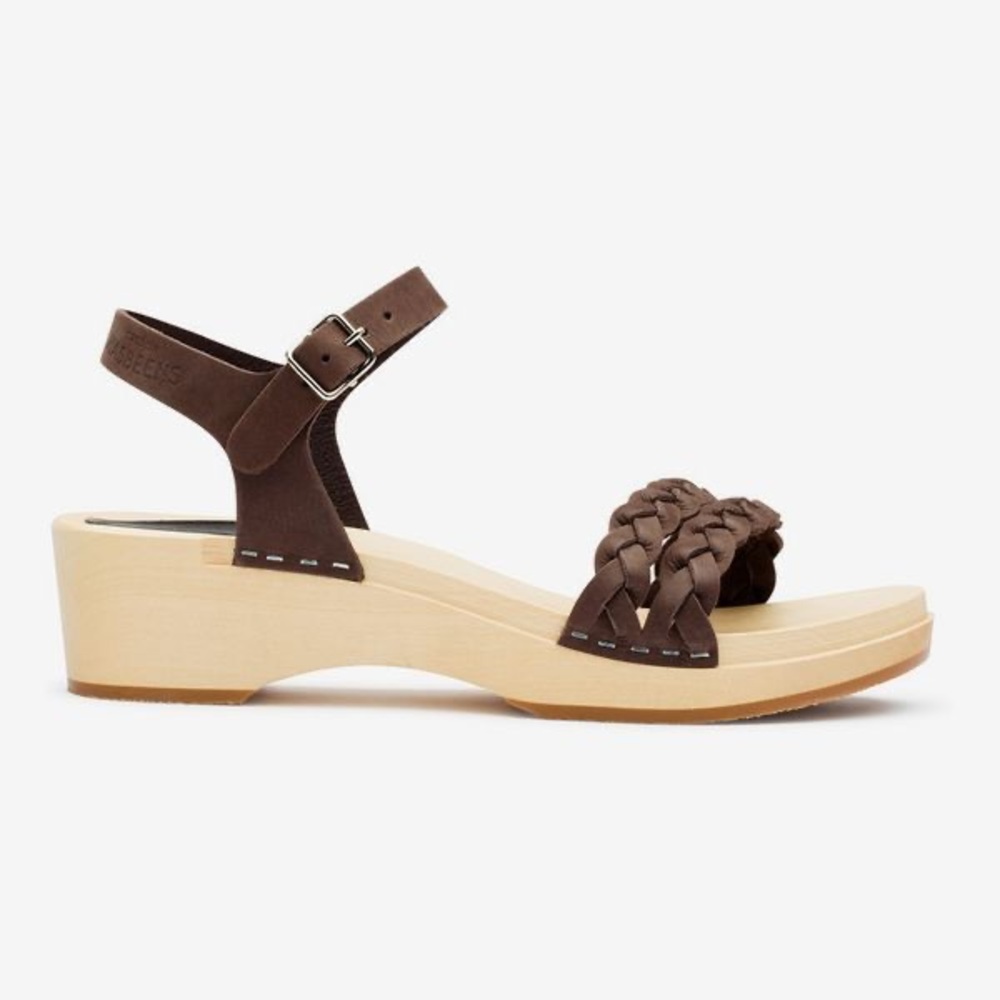 Swedish Hasbeens Dark Brown Braided Sandals